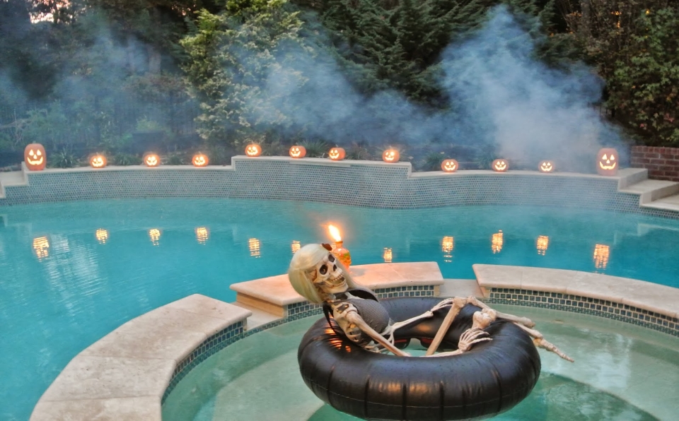 Skeleton Chilling in the Pool