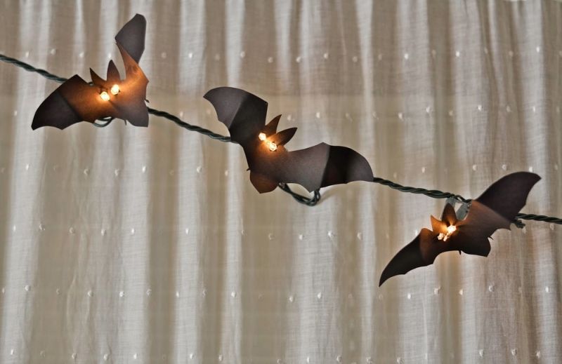 paper bats on Light string as Garland 