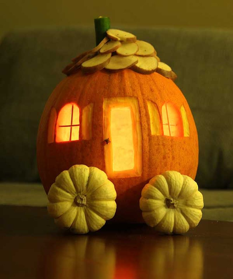 Carved Pumpkin House carving halloween 