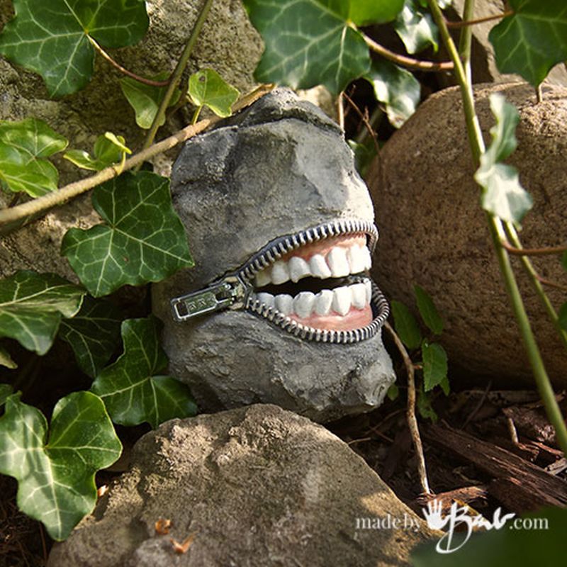 DIY Concrete Smiling Stones for Halloween 