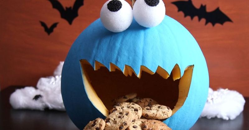 Cookie Monster pumpkin carving pattern halloween 