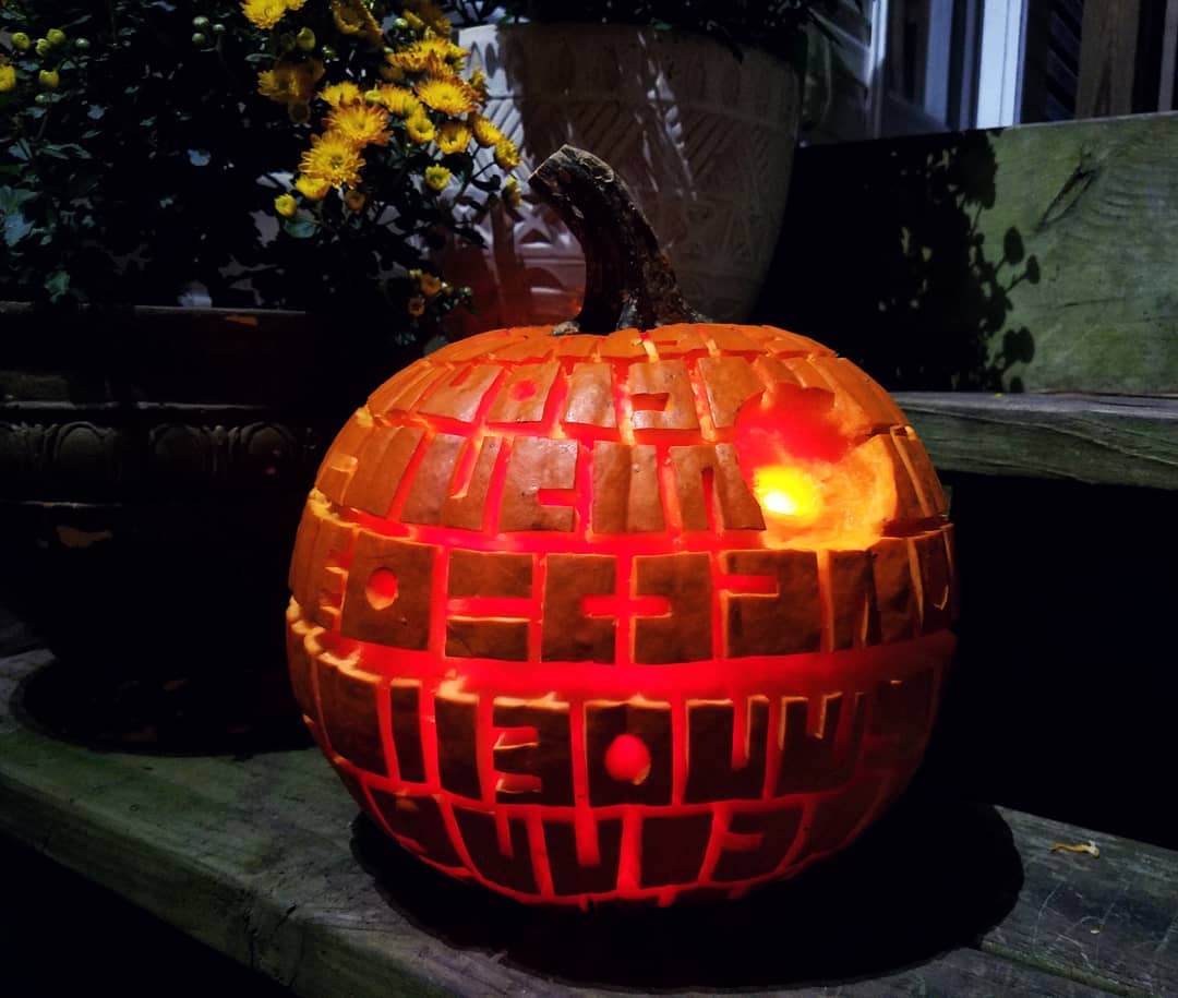Death Star pumpkin carving pattern halloween 