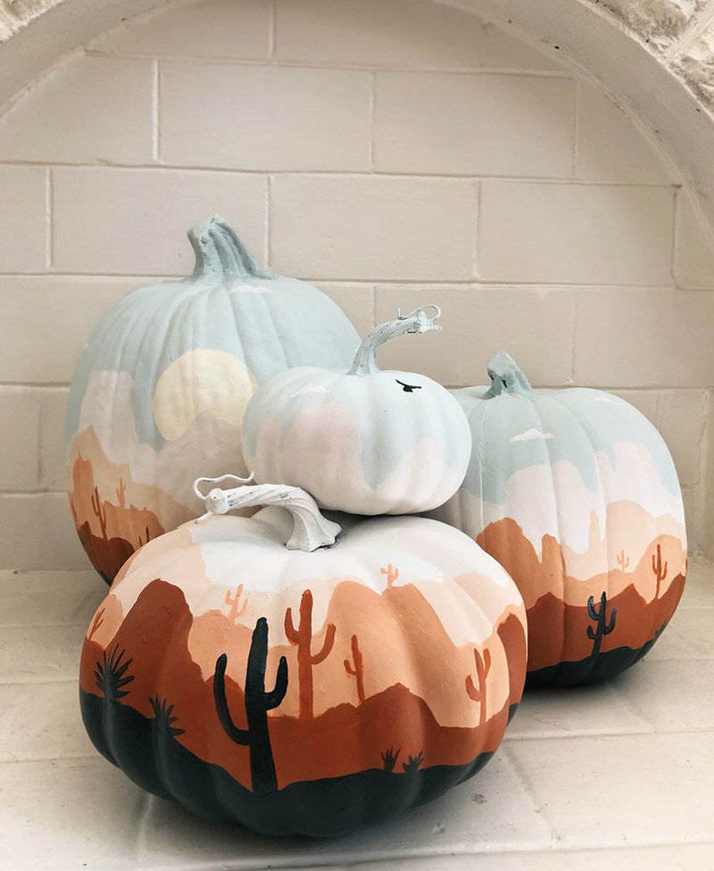 Desert Oasis painted pumpkins