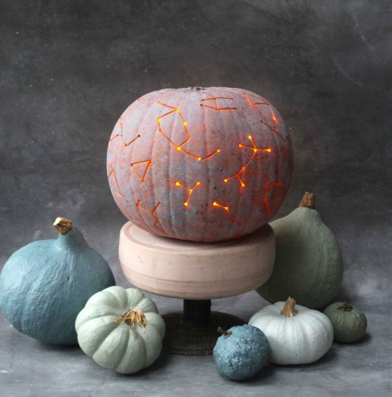 DIY Constellation Pumpkin carving pattern halloween 