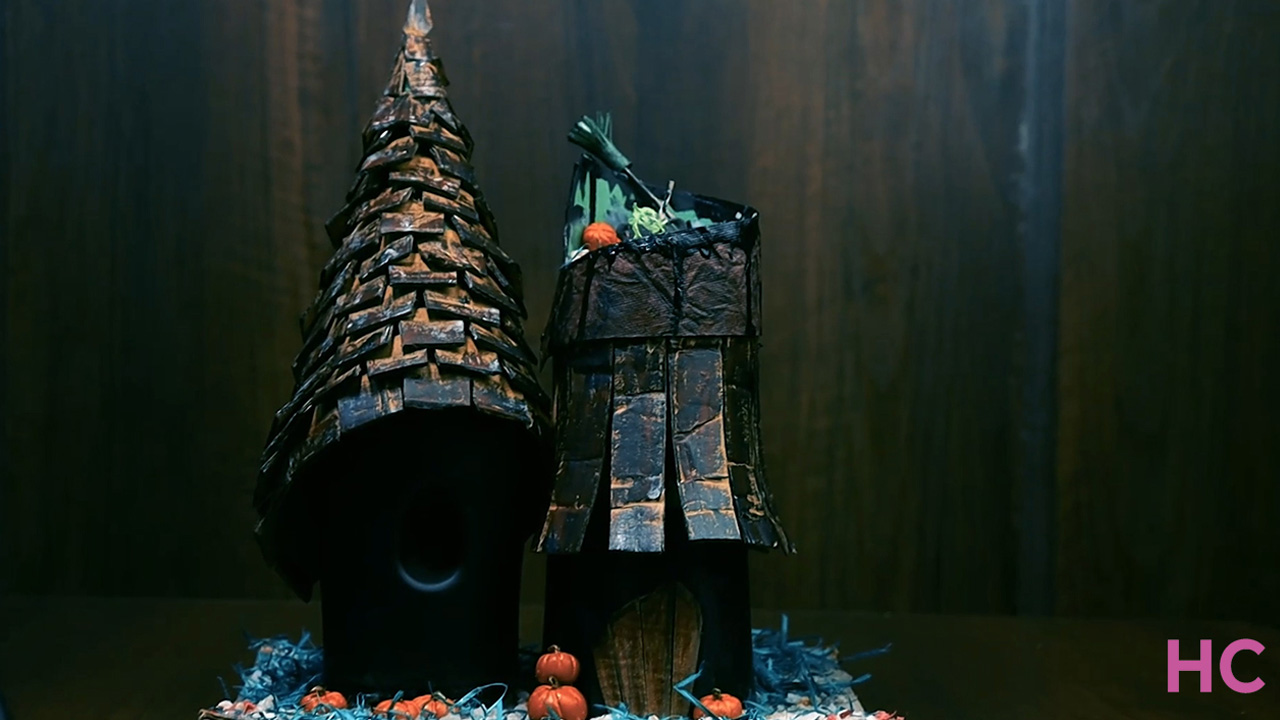 Upcycled Witch House halloween project for adults 