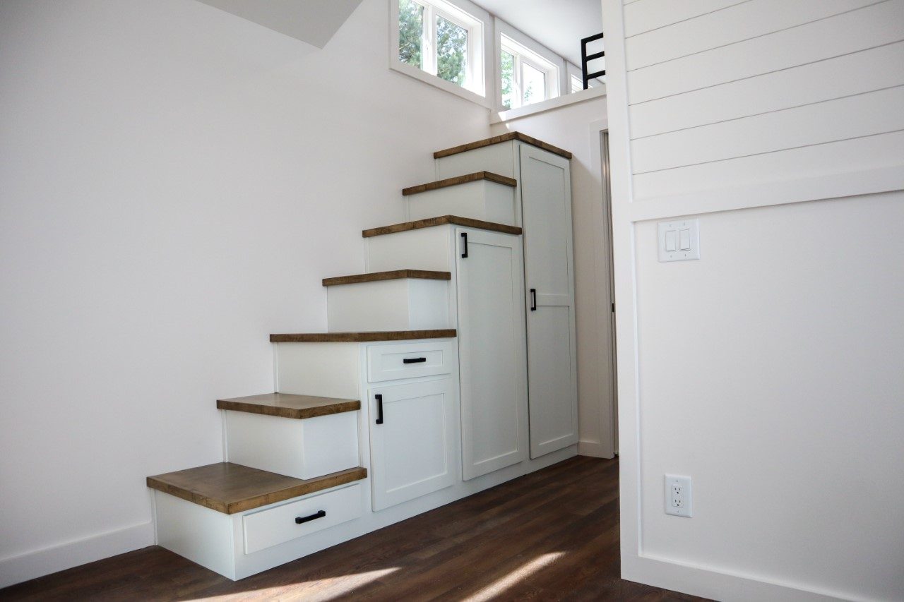 Dogwood Modular Tiny House - storage stairs