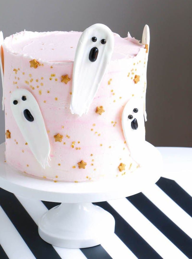pink Cute ghost cake decoration for Halloween 
