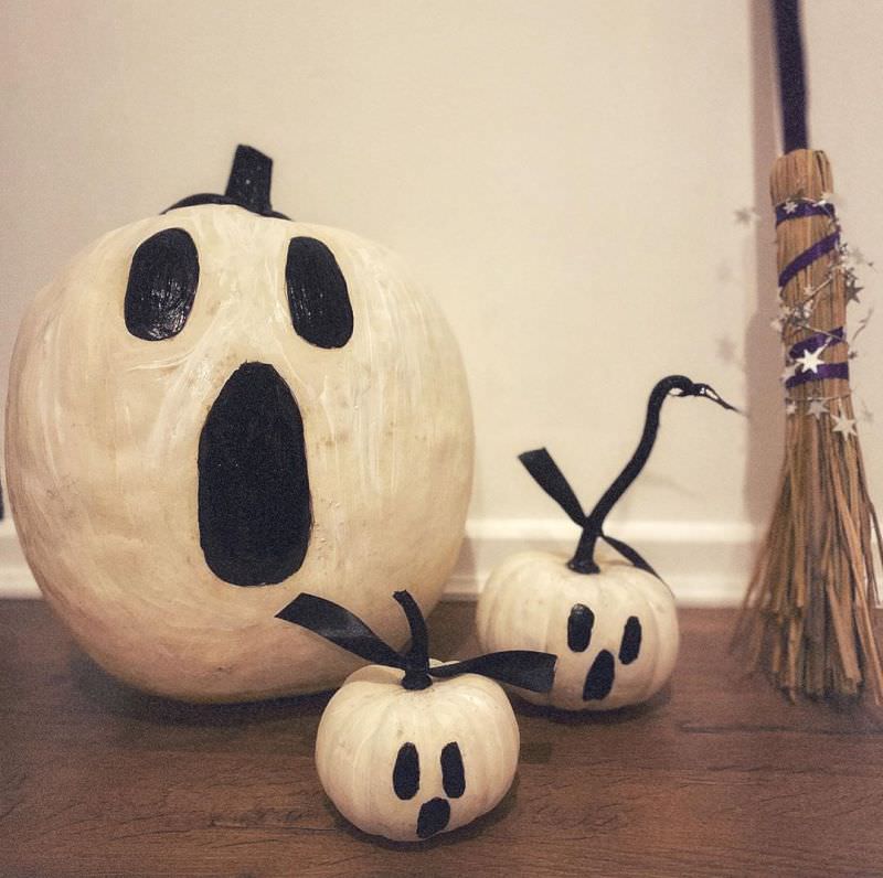 Ghost painted pumpkins 