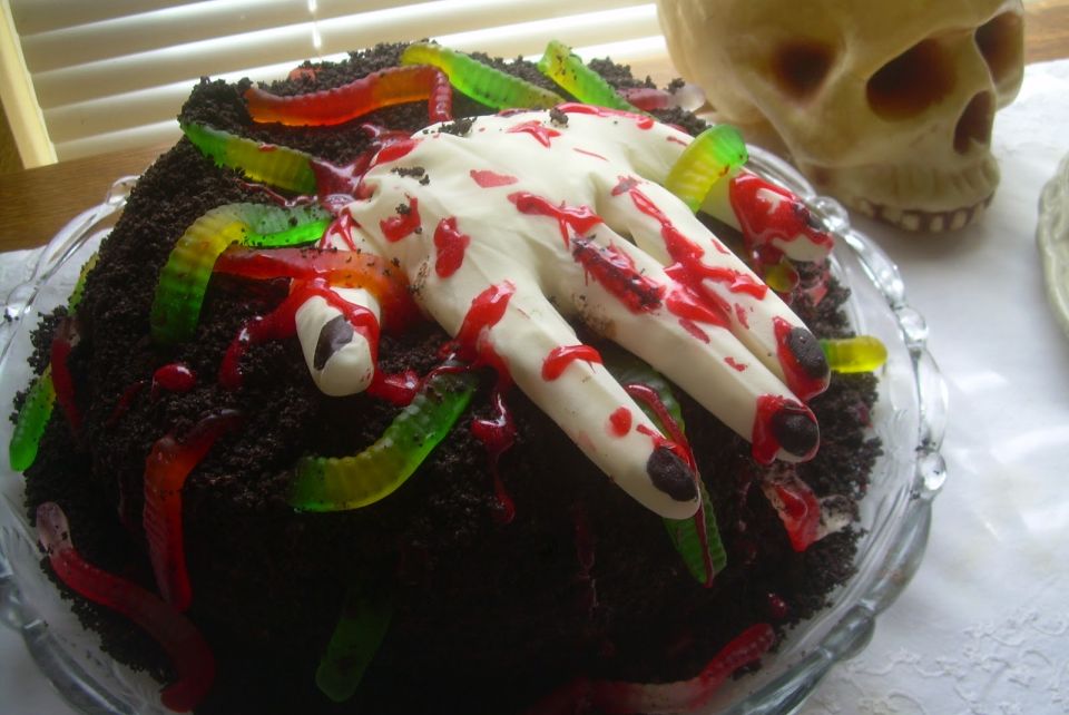 Zombie hand Halloween cake ideas