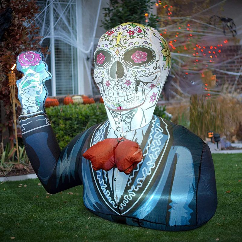 Halloween inflatable Skeleton Ghost with Rose