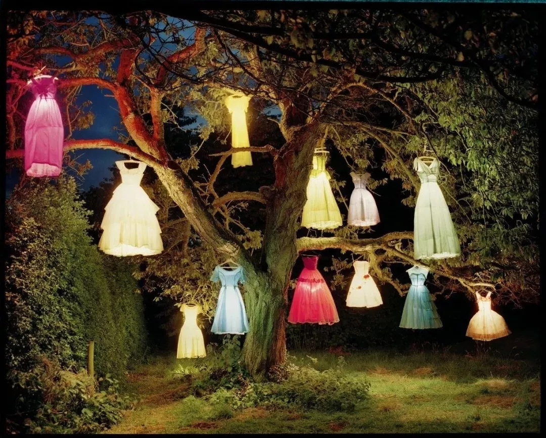 lighted dress on the tree for a haunting scene 