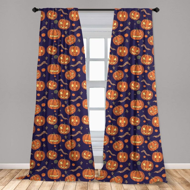 Pumpkin window curtain available in orange indigo color
