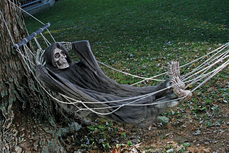 Skeleton in a hammock