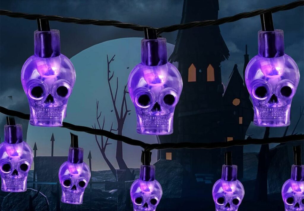 Skull string lights for Halloween 2023 