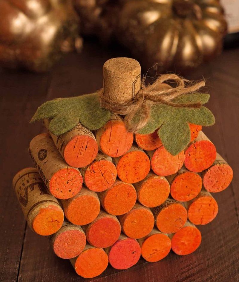 Wine Corks stacked as Pumpkin